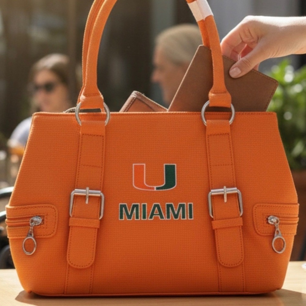 Sandol University of Miami Hurricanes Orange Canvas Tote Bag NWT 13x9